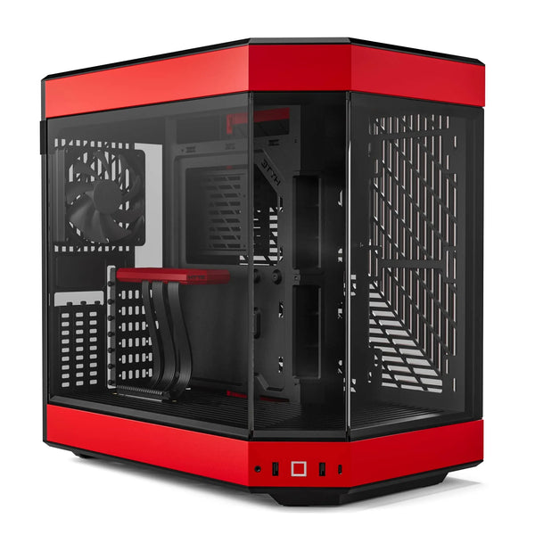 HYTE Y60 Dual Chamber Panoramic Tempered Glass Mid-Tower Gaming Case Red (No Fans Included) - Anigma